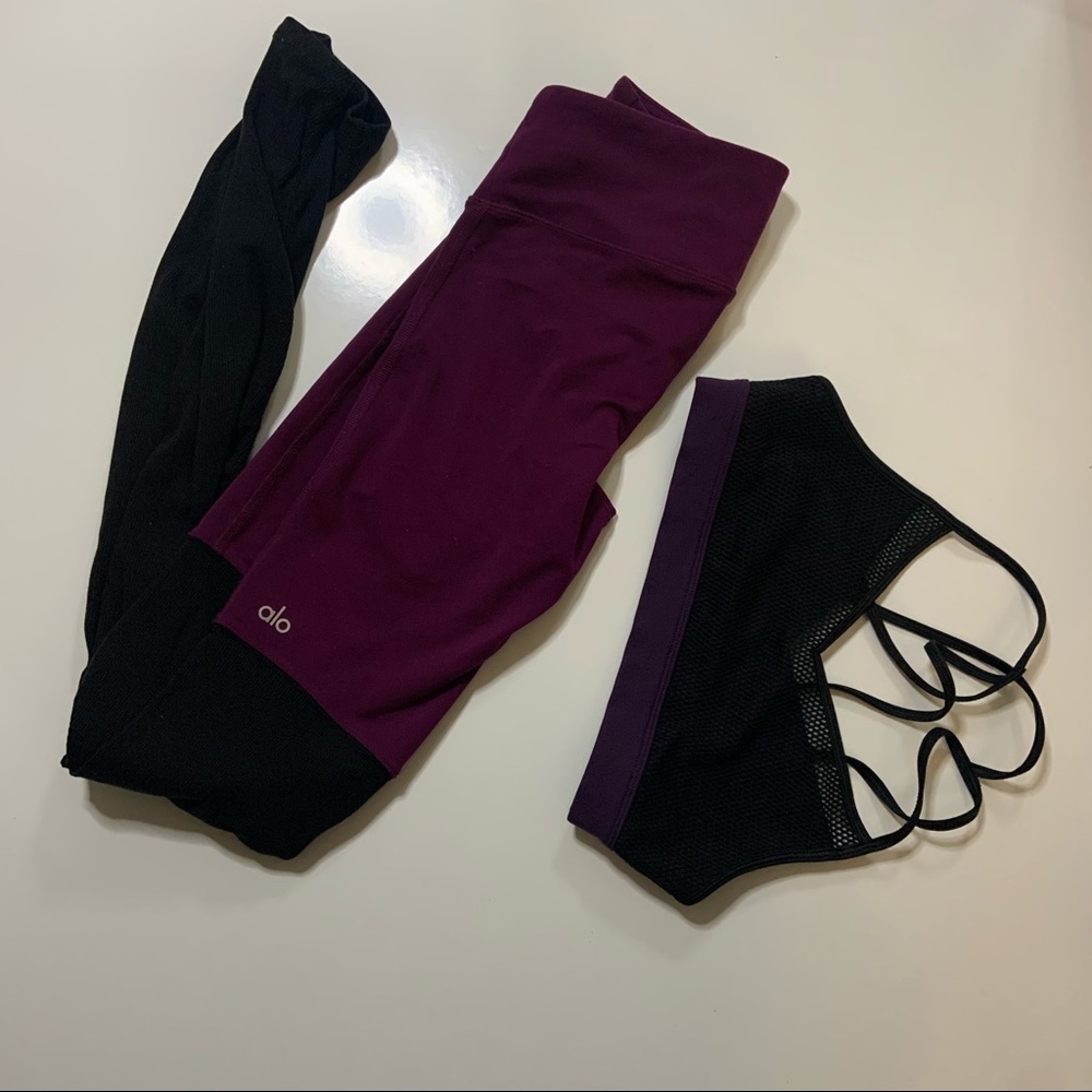 ALO Goddess Leggings Eggplant & ALO Bra